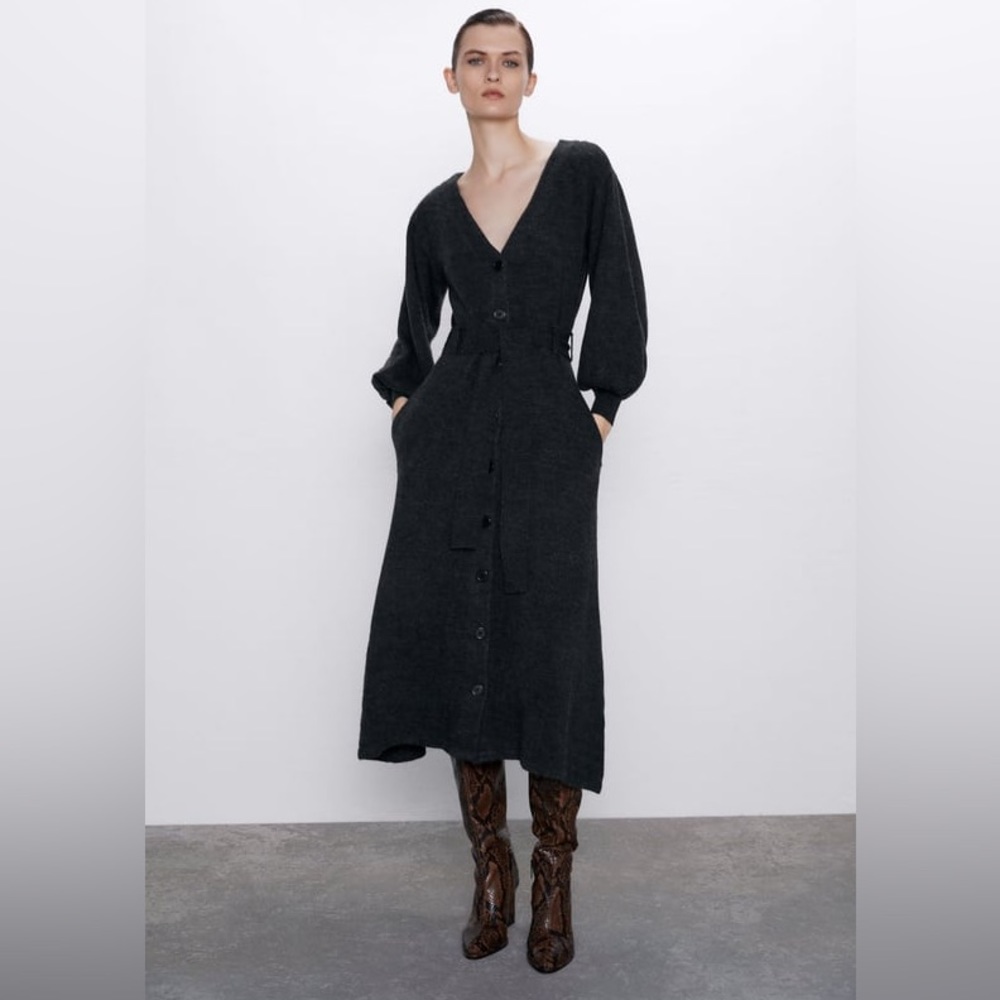 Zara knit midi dress with buttons